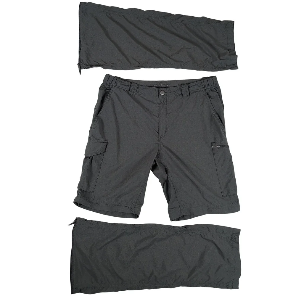 Columbia Silver Ridge Convertible Cargo Pants Mens 36x34 Gray AM8004 UPF 50